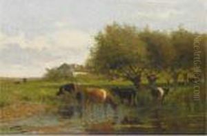 Cows In A Meadow by Jan Martinus Vrolijk
