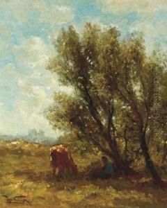 In De Schaduw: Resting Under A Tree by Jan Martinus Vrolijk