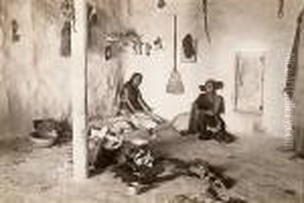 Hopi Towns, Grinding Corn, Tewa - view 1