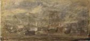 A Small Naval Battle Off The Coast Of A Fortified Town by Cornelis Hendricksz. The Younger Vroom