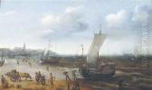 The Beach At Scheveningen by Cornelis Hendricksz. The Younger Vroom