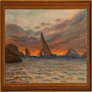 Sunset Above The Faroe Islands by Joen Waagstein