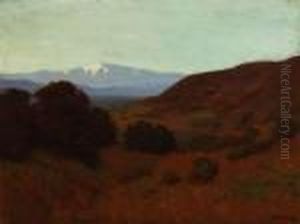 Landscape With Snow-capped Mountains by Elmer Wachtel