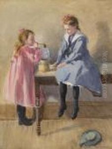 Two Girls Blowing Bubbles Two Girls Blowing Bubbles