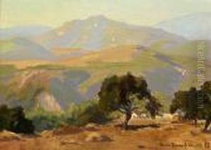 Red Roof Houses In Foothill Landscape by Marion Kavanaugh Wachtel