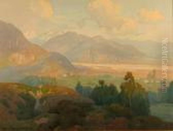 "san Gabriel Valley" Titled On 
Original Back Board Affixed Verso S L/l: Marion Kavanagh Wachtel W/c 
On/p Under Glass Sight: 18x24 - view 1