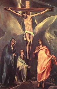 Christ On The Cross With The Two Maries And St John 1588 by El Greco (Domenikos Theotokopoulos)