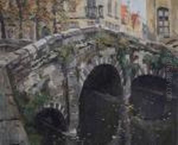 Canal View With Bridge In Bruges - view 1