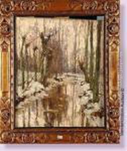 Ruisseau En Foret Sous La Neige by Victor Wagemaekers