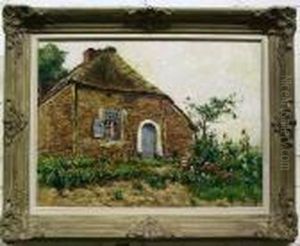 Description:hoeve Met Bloeiende Zonnebloemen