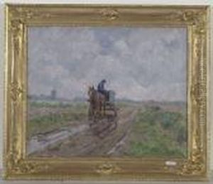 Weite Landschaft Mit Pferdekarren Und Windmuhlen. by Victor Wagemaekers