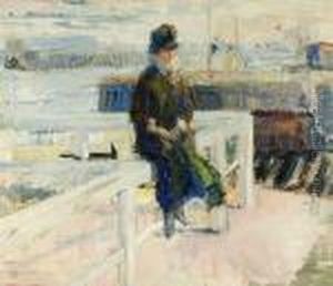 Femme Sur L'estacadea Ostende