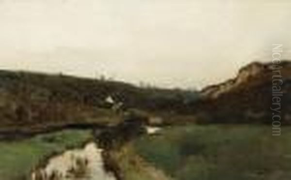 An Extensive River Landscape With A Farmhouse In A Valley - view 1