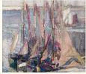 Voiliers Dans Un Port by Maurice Wagemans