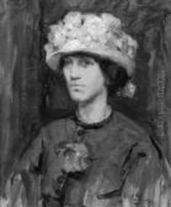Portrait Of A Lady With White Hat by Maurice Wagemans