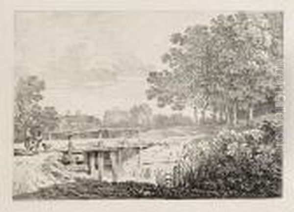 Baumlandschaft Mit Flus Und Steg - view 1