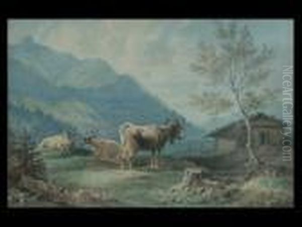 Gebirgslandschaft Mit Kuhen - view 1