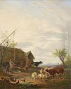 Stallaustrieb Mit Bauerin Am
Brunnen by Max Joseph Wagenbauer