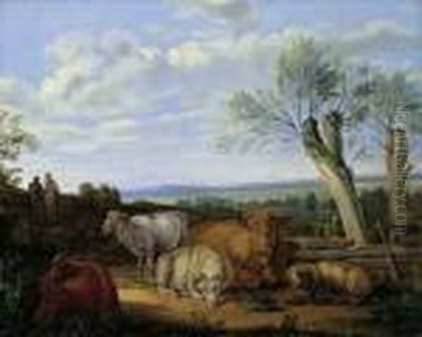 Zugeschrieben Zwei
Voralpenlandschaften Mit Hirten- Und Viehstaffage. Ol Auf Leinwand . H
Je 25; B Je 31 Cm. Literatur : B. Heine, Max Joseph Wagenbauer - view 1