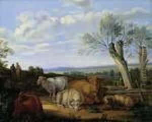 Zugeschrieben Zwei
Voralpenlandschaften Mit Hirten- Und Viehstaffage. Ol Auf Leinwand . H
Je 25; B Je 31 Cm. Literatur : B. Heine, Max Joseph Wagenbauer by Max Joseph Wagenbauer