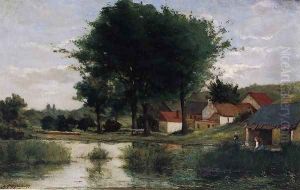 Autumn Landscape Aka Farm And Pond