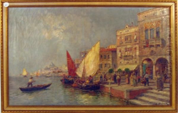 Oil On Canvas Venice Scene - view 1