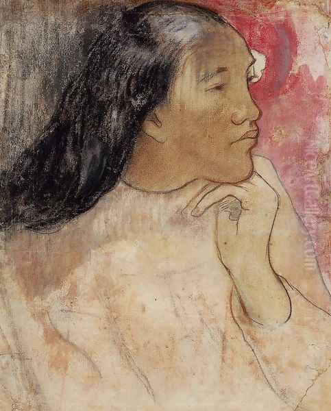 A Tahitian Woman With A Flower In Her Hair - view 1