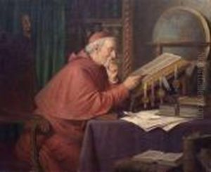 Readingcardinal In His Study by Josef Wagner-Hohenberg