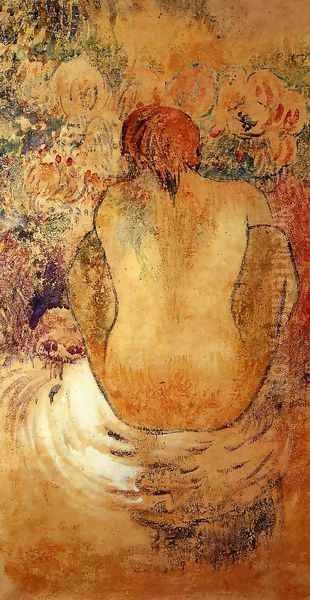 Crouching Marquesan Woman See From The Back - view 1