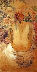 Crouching Marquesan Woman See From The Back