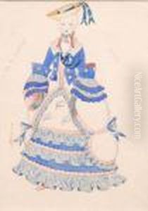 A Girl In A "nautical" Crinoline Dress