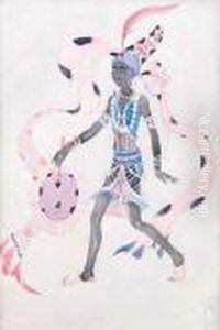 Negro Lady Wearing An Elaborate Pink And Black Polka Dotscarf by Albert Wainwright