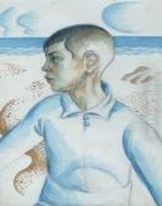 Boy In Blue - Robin Hood's Bay by Albert Wainwright