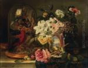Nature Morte Au Globe Et Fleurs