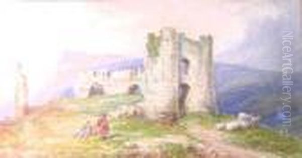 Figures Besides A Ruined Castle - view 1