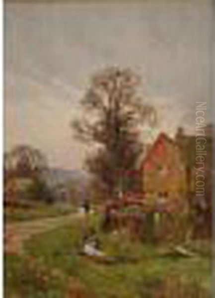 Figure On A Path By A Farmhouse - view 1