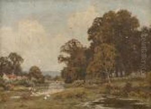 Geese By A Farm by Edward Wilkins Waite