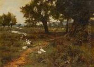 Cattle And Geese In A River Landscape Cattle And Geese In A River Landscape
