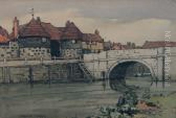 Kent Bridge - Scene Of Bridge Over River With Buildings - view 1