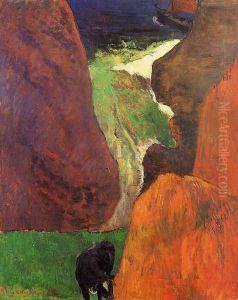 Seascape With Cow On The Edge Of A Cliff by Paul Gauguin