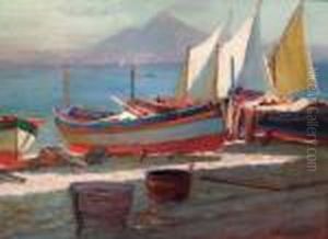 Boats Near The Bay Of Naples Boats Near The Bay Of Naples