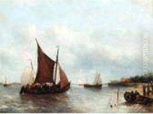 Dutch Fishermen Off The Coast by Antonie Waldorp