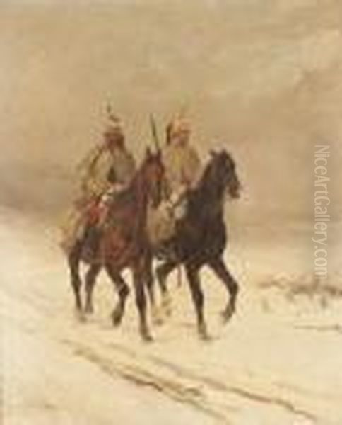French Dragoons In The Snow - view 1