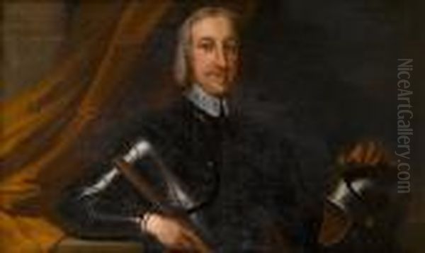 Portrait Of A Gentleman, Said To
 Be Conyers D'arcy, The First Earl Of Holderness, Half-length, In 
Armour, Holding A Baton And His Hand Resting On A Helmet, Standing 
Before A Curtain - view 1