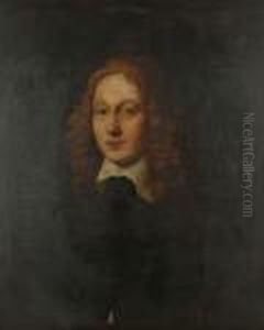 Portrait Of A Gentleman, 
Bust-length, In Black Costume With A White Collar, In A Painted Oval