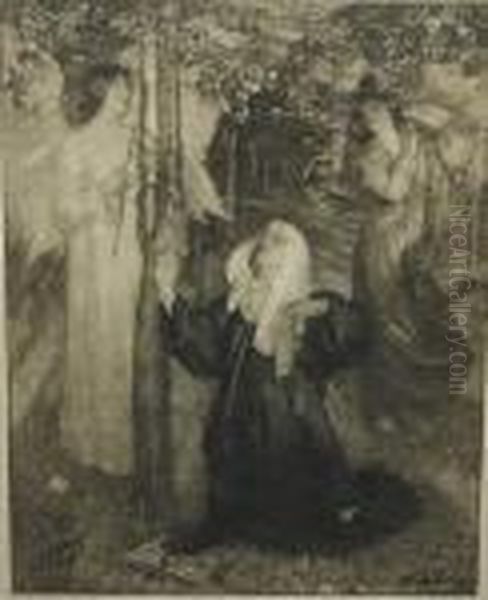 Allegorical Figures In An Orchard With An Ecclesiastical Woman Kneeling - view 1