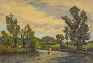 Sailing Boat On River Lagan, Belfast by Thomas Bond, Tom Walker