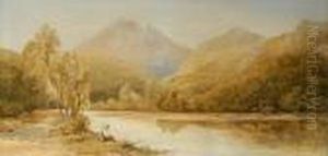 Figure Seated On The Bank Of A Scottish River by William Eyre Walker