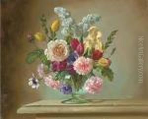 Daisies, Tulips, Carnations, Roses And Other Summer Blooms In A Vase Daisies, Tulips, Carnations, Roses And Other Summer Blooms In A Vase