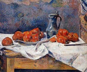 Tomatoes And A Pewter Tankard On A Table